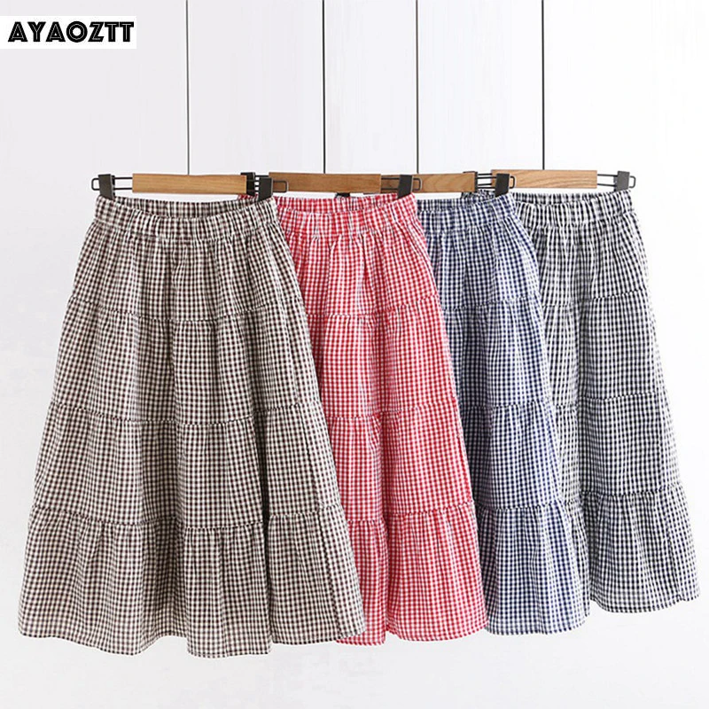 

Женская винтажная юбка средней длины, Классическая клетчатая юбка, лето-осень 2020