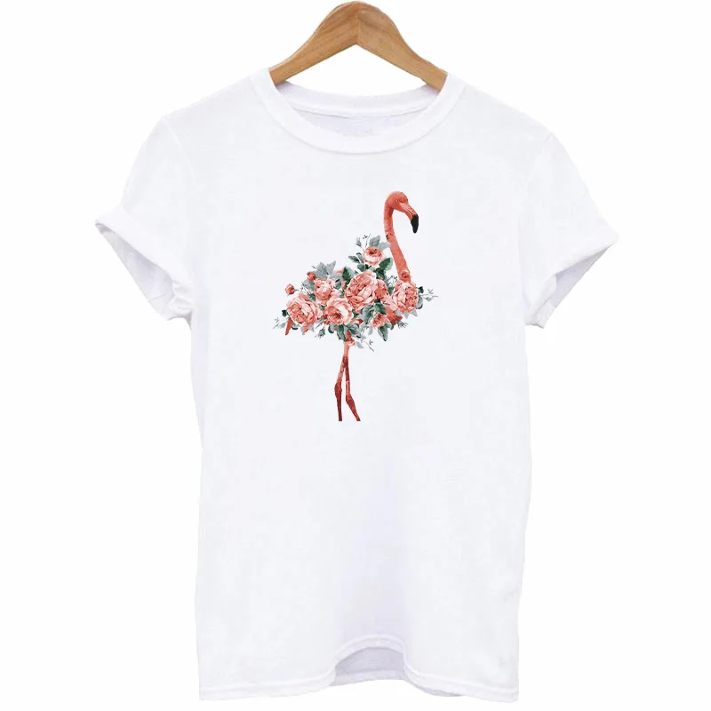 Цветочные нашивки с фламинго для одежды детская Термотрансферная наклейка