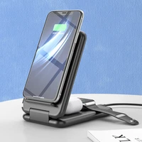 leebote fold 10w wireless charging stand holder qi induction charger for samsung iwatch 2 6 airpods suporte iphone folddable