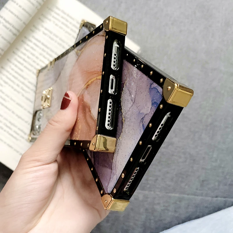 

Luxury Square Marble Texture Soft Phone Case For iPhone 12Pro Max 11 XS MAX 6 7 8 Plus Dropping Glue Granite Stone Pattern Cover