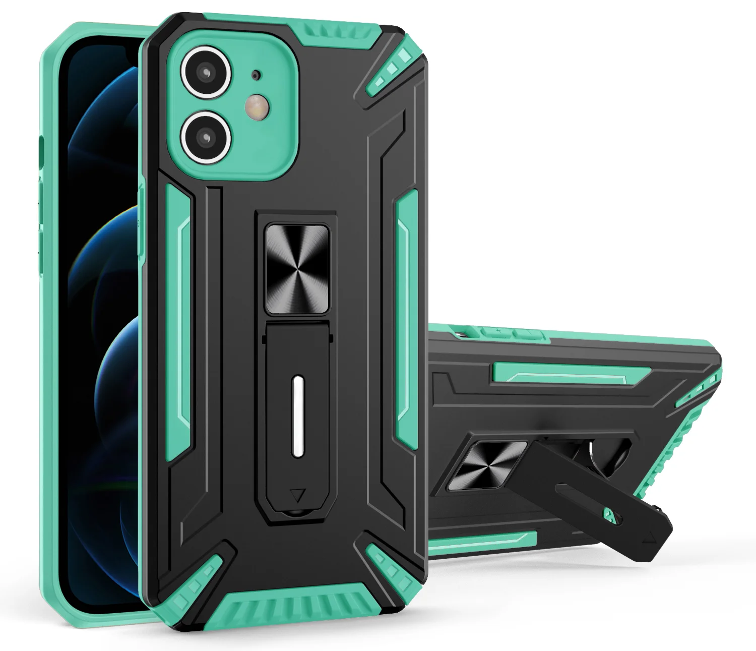 

Armor Bracket Anti-fall Phone Case For iPhone 6 6S Plus 7 8 11 12 13 Mini Pro SE 2020 X XS XR Max Shockproof Protection Cover