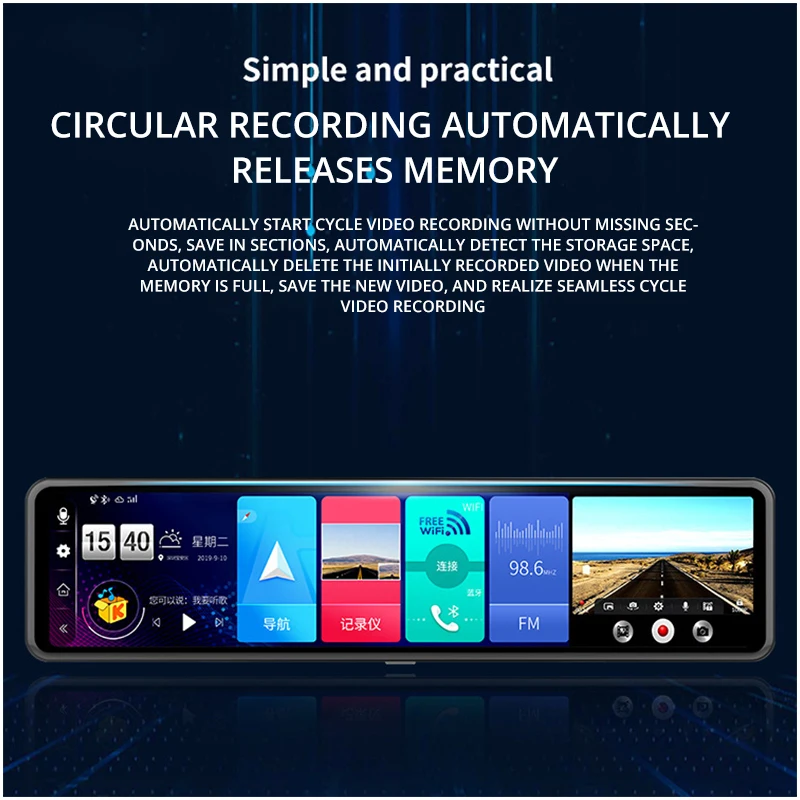 Видеорегистратор UNCOM видеорегистратор 12 дюймов зеркало заднего вида навигатор