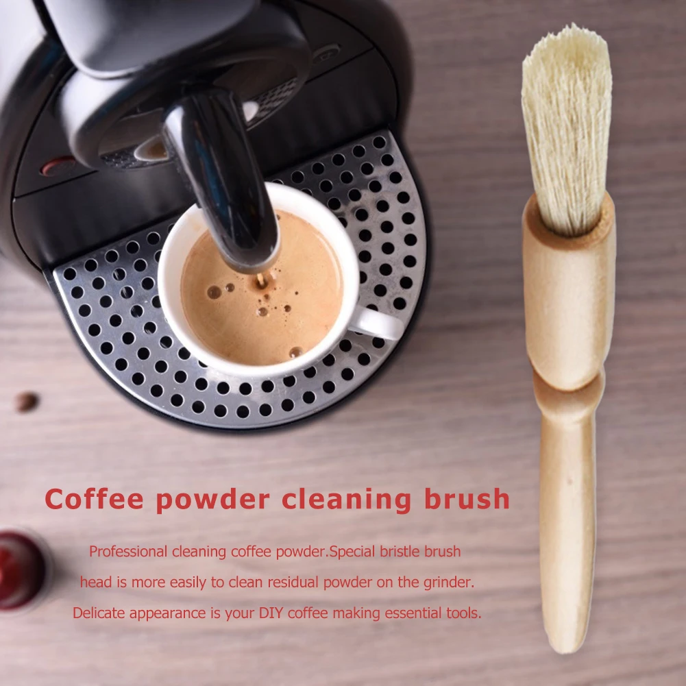 Фото Профессиональная щетка для удаления пыли из кофейного порошка с деревянной
