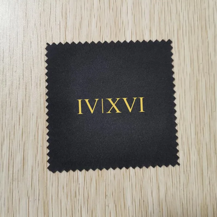 

Customise Logo 500pcs 8*8cm Micro Suede Black Silver Jewelry Polishing Cloth Printed With Gold Color Logo Each One OPP Packing