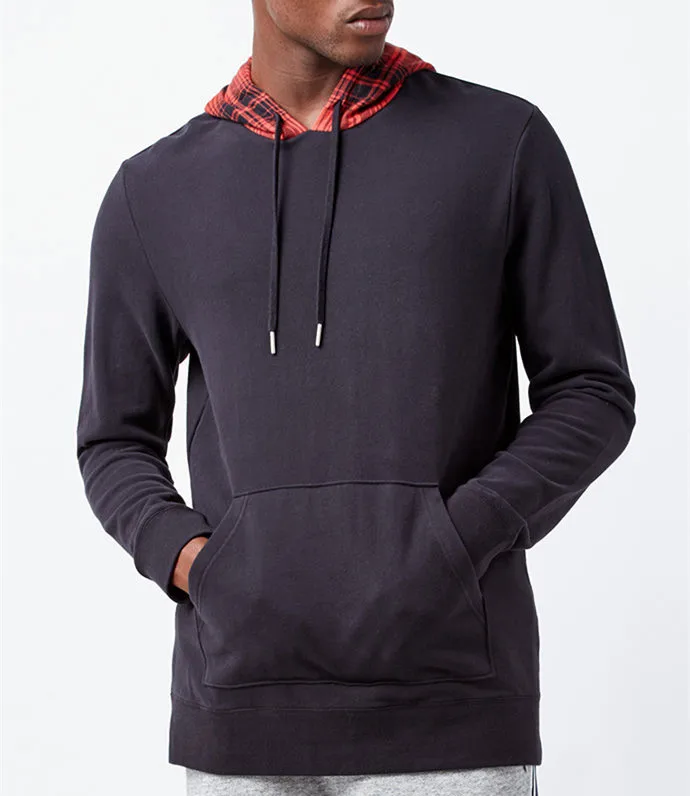 

Street style mens colorblock patchwork hoodie with different color hood