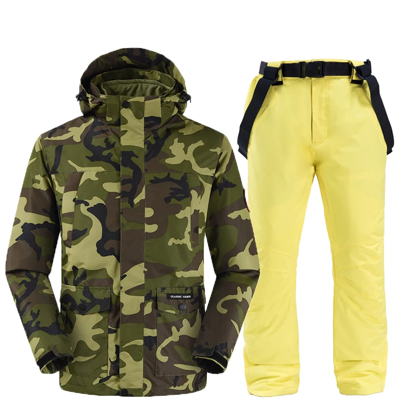 Мужской лыжный костюм уплотненный теплый ветрозащитный водонепроницаемый