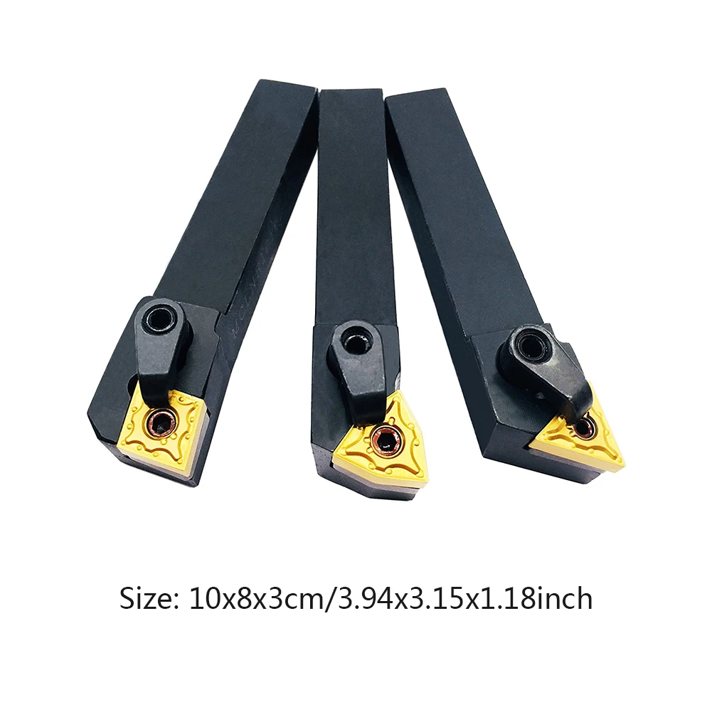 

3PCS External Turning Lathe Tool Holder Carbide Inserts Turning Tools Insert Lathe Tools Indexable Bit Set With 3 Razors Black