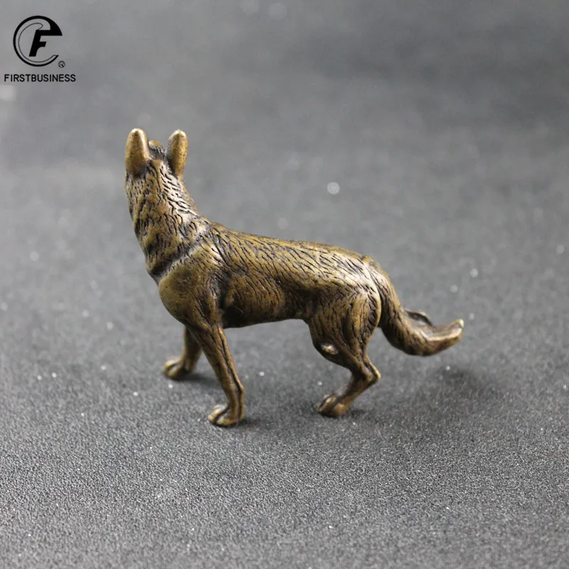 Античная Медная миниатюрная Статуэтка волка аксессуары для чайного подноса