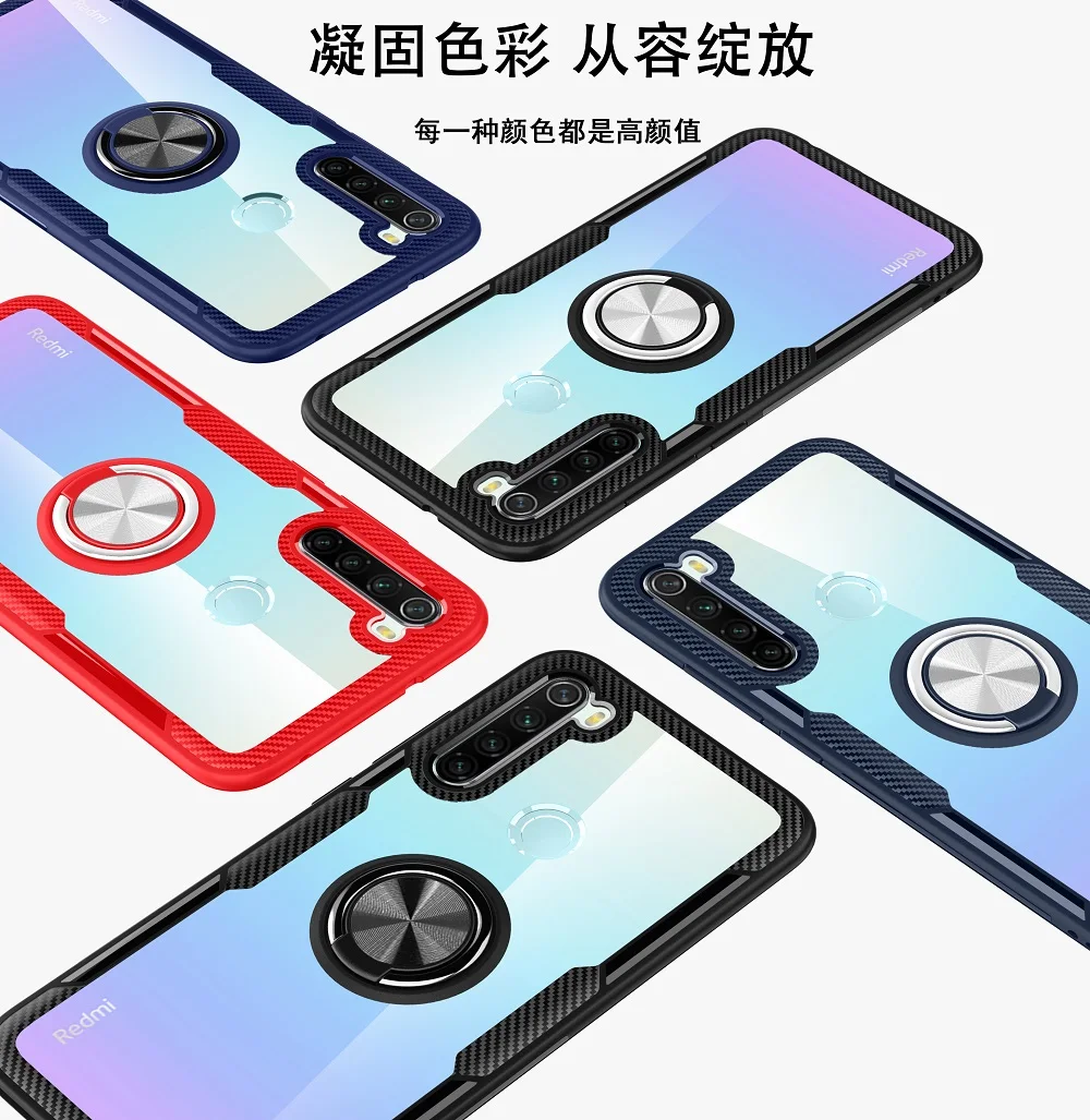 For Xiaomi Redmi Note 8T Case With Ring Stand Magnet Transparent Protective Cover case 8 Pro |