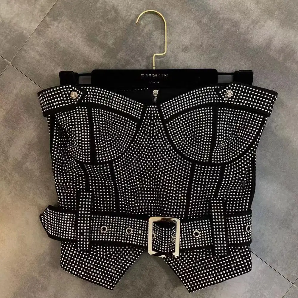 Майка женская блестящая в стиле панк бюстгальтер Бюстгальтер с драгоценными