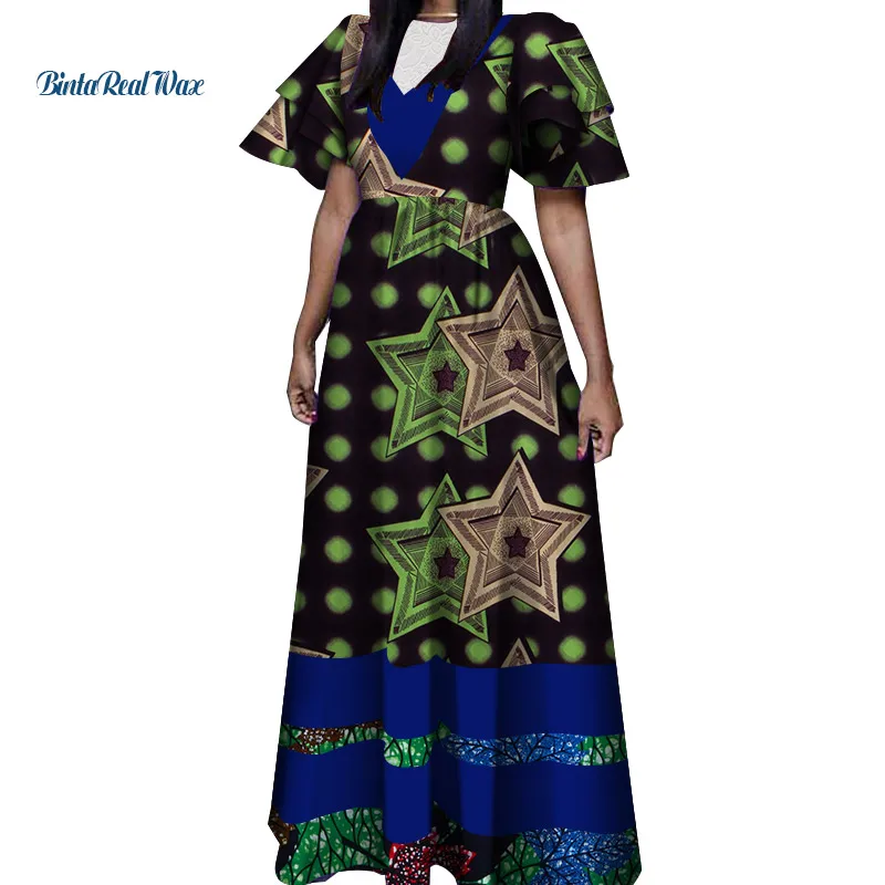 Женское платье с принтом в африканском стиле длинное вечернее аппликацией