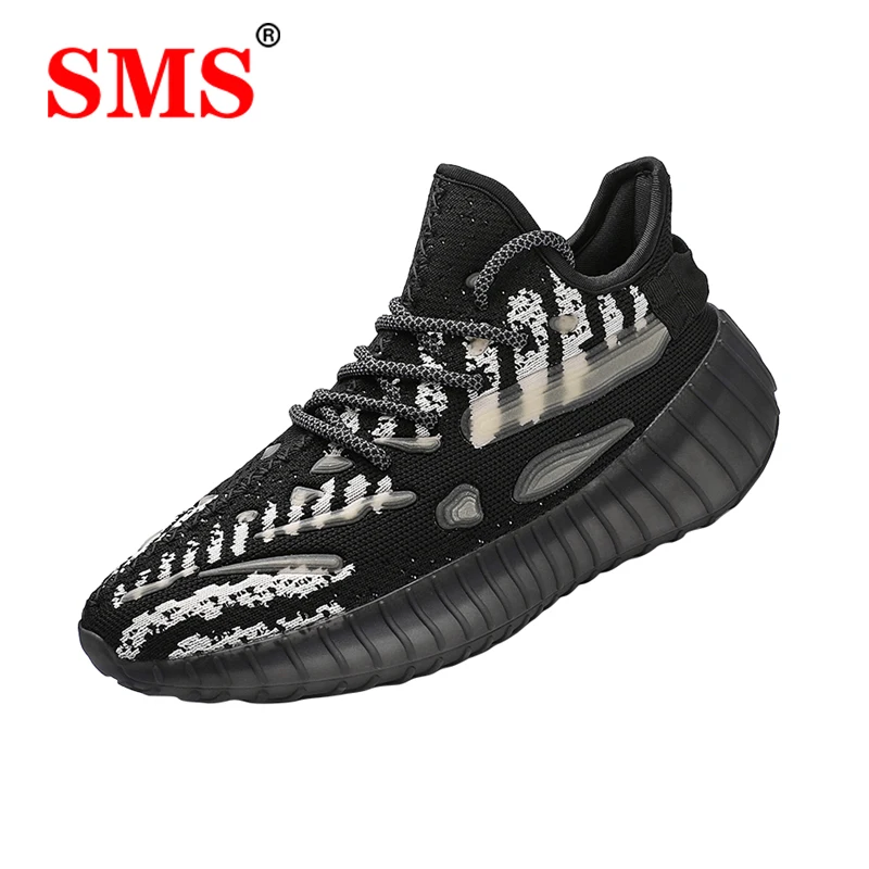 SMS New Men Shoes Sneakers Breathable Lightweight Running Shoes Luminous Popcorn Bottom Lace Up Mesh Comfortable Casual Shoes