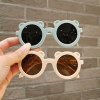 kids cute cartoon bear shape flower round sunglasses boy girls children vintage uv400 colors rimless polarized sun glasses