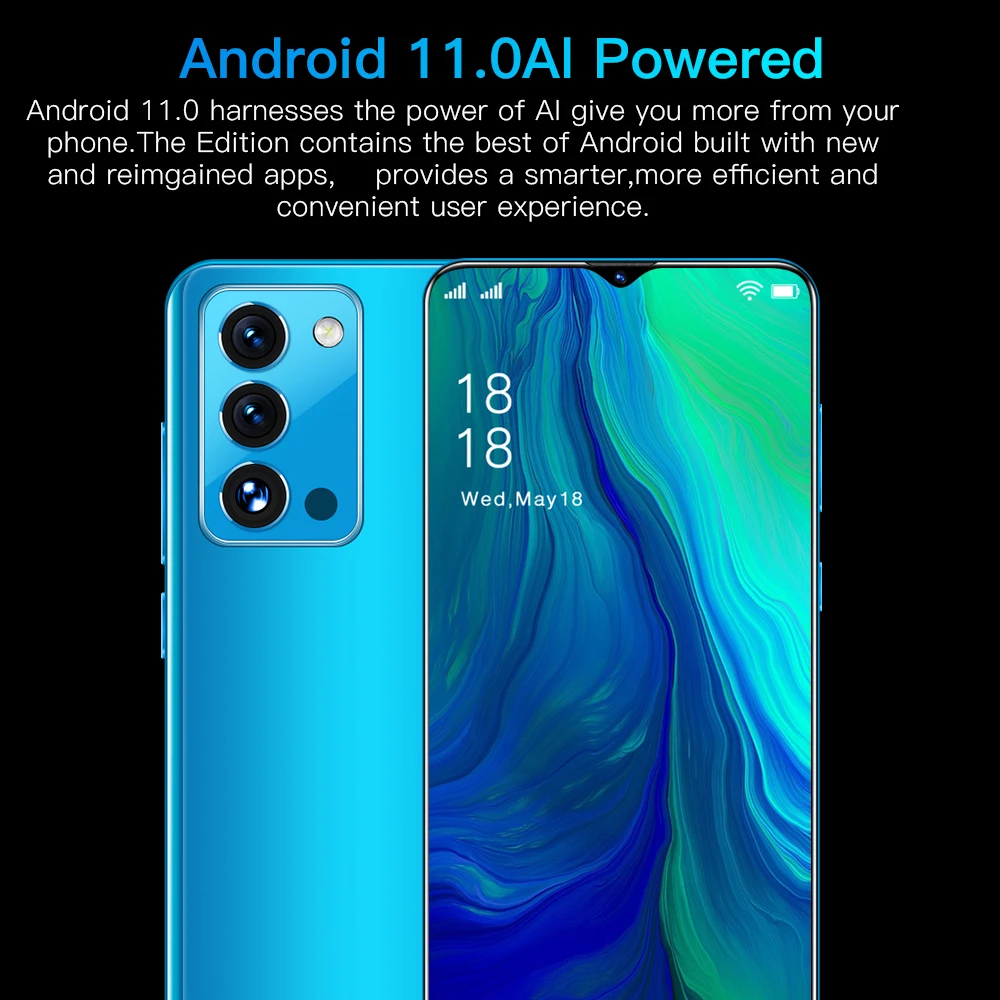 

New Rino7 Pro 5G Smartphone 7.0 inch Screen MTK6899 Android 10.0 Dual Sim Cards Standby 32MP+50MP,8GB RAM + 256GB ROM