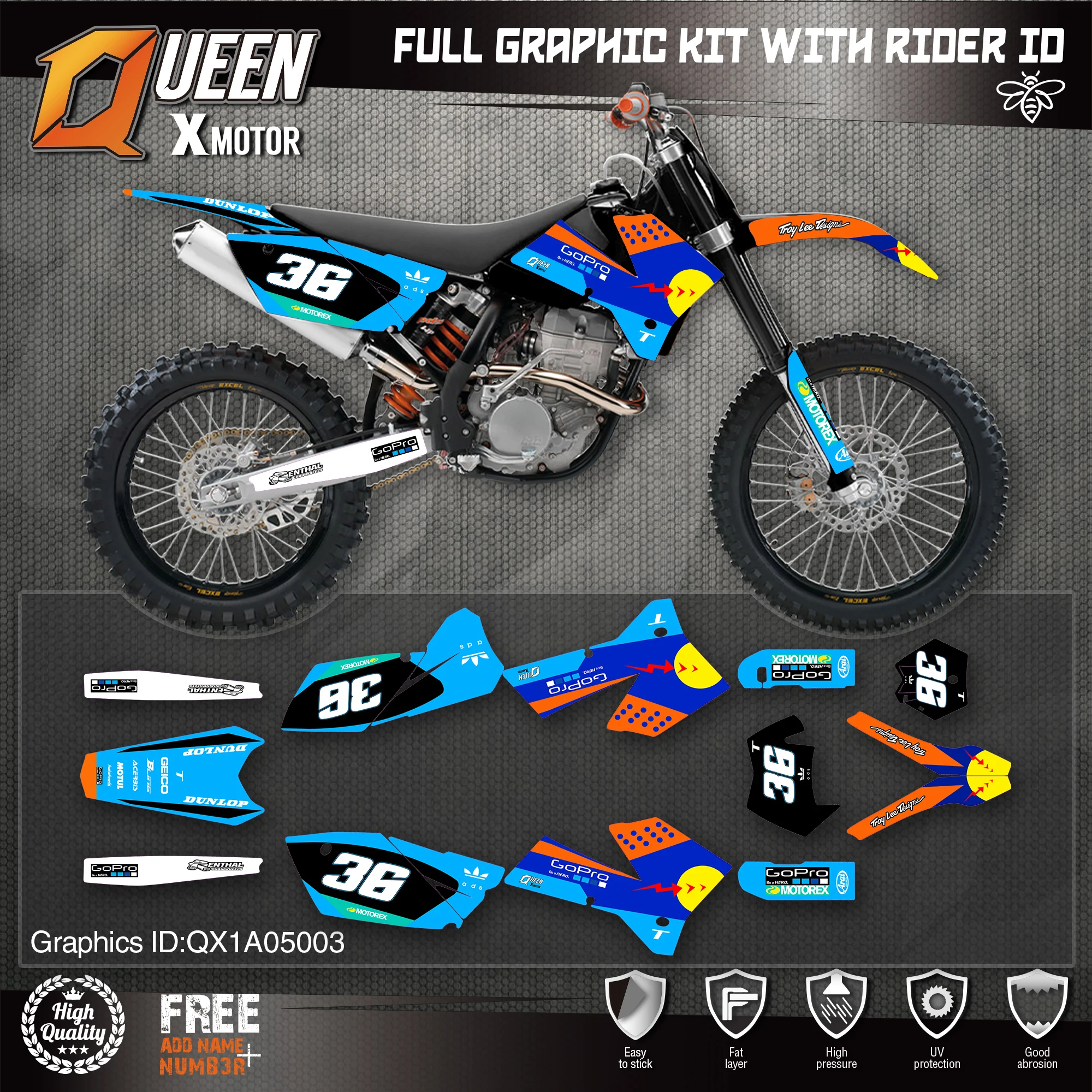 QUEEN X MOTOR Custom Team графические наклейки Набор наклеек для KTM 2005 2006 SX SXF 2007 EXC Φ