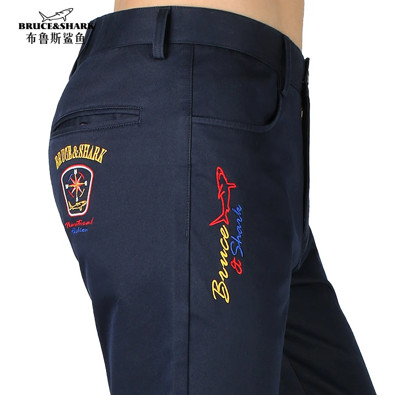 Брюки мужские зимние классические хлопок прямые штаны утепленные с вышивкой