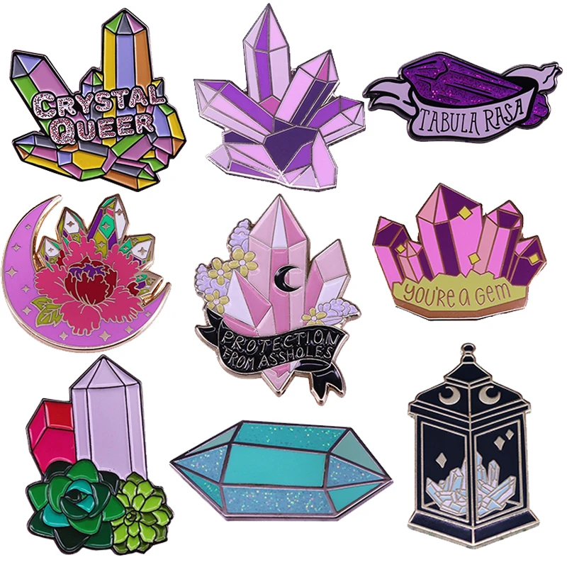 Радужные цвета кварцевые кристаллы искусственные булавки эмалированные