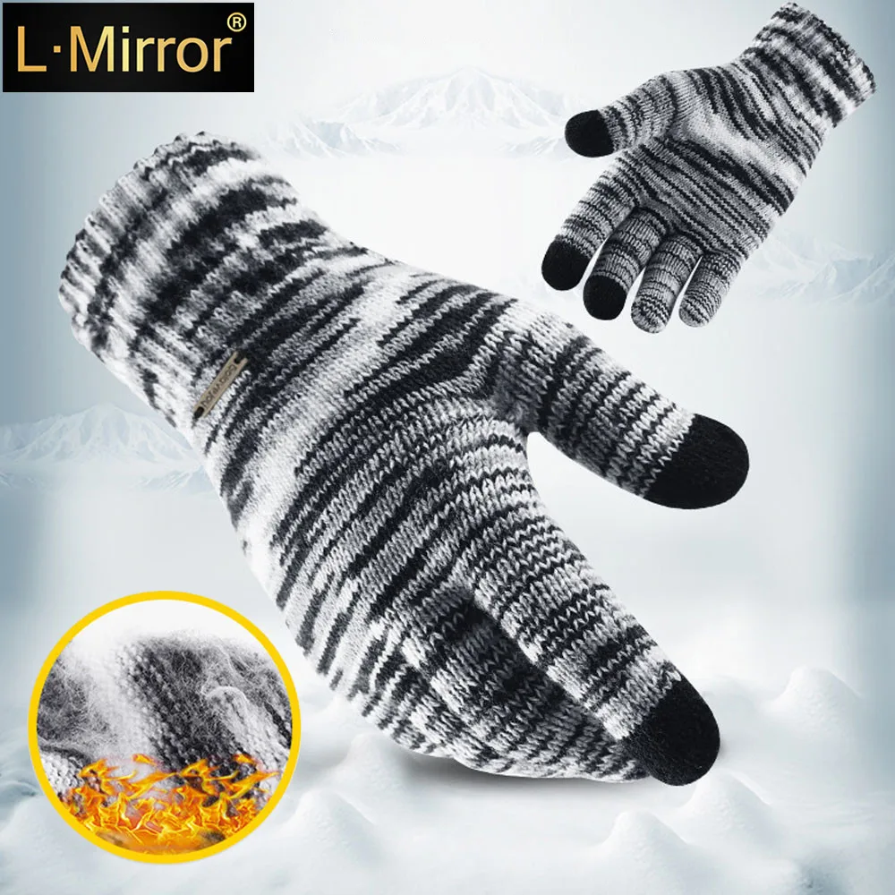 

L.Mirror 1Pair Winter Warm Touch Screen Gloves for Women Men Brushed Lined Couple Gloves mens fall fashion gloves winter New
