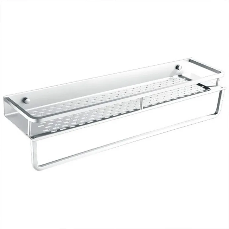 

30-50cm Save Space Punch-Free Bathroom Rack Wall-Mounted Storage Rack Kitchen Condiments Tool Storage Basket with Guardrail