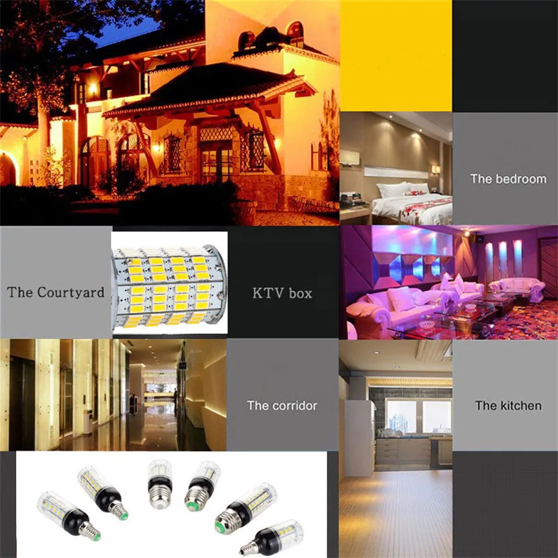 DC 12V 24V E12 E14 E27 E26 светодиодный лампочка в виде початка кукурузы светильник 27