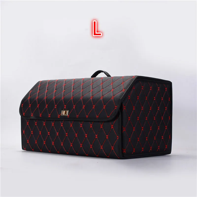 Black L Коробка для хранения БАГАЖНИКА АВТОМОБИЛЯ, органайзер для багажа, украшение для салона автомобиля, кожаная универсальная модель, автомобильные аксессуары Herm - Название цвета: Black L