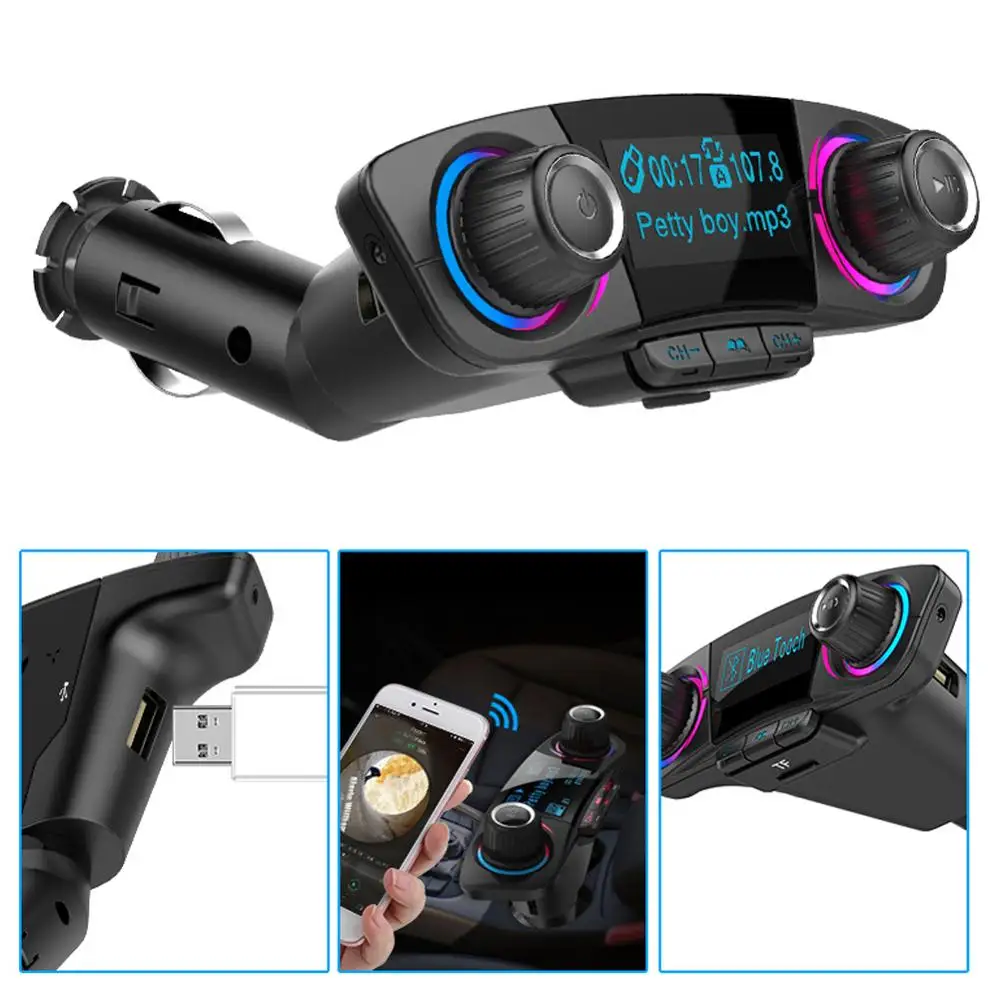 Fm передатчик Aux модулятор Bluetooth 5 0 зарядное устройство Handsfree автомобильный