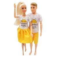 2setslot lover 16 bjd doll clothes for ken doll clothes white t shirt shorts outfits top skirt for barbie accessories toy 30cm