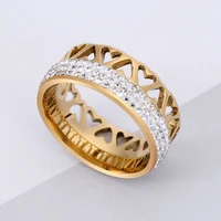 heart shaped ring iced out cubic zirconia stainless steel ring for women valentines day gift goldsilver color jewelry