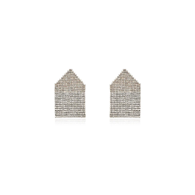 

Fashion temperament super flash full of drill exaggerated earring earrings high-level feel thin face earrings women's tide