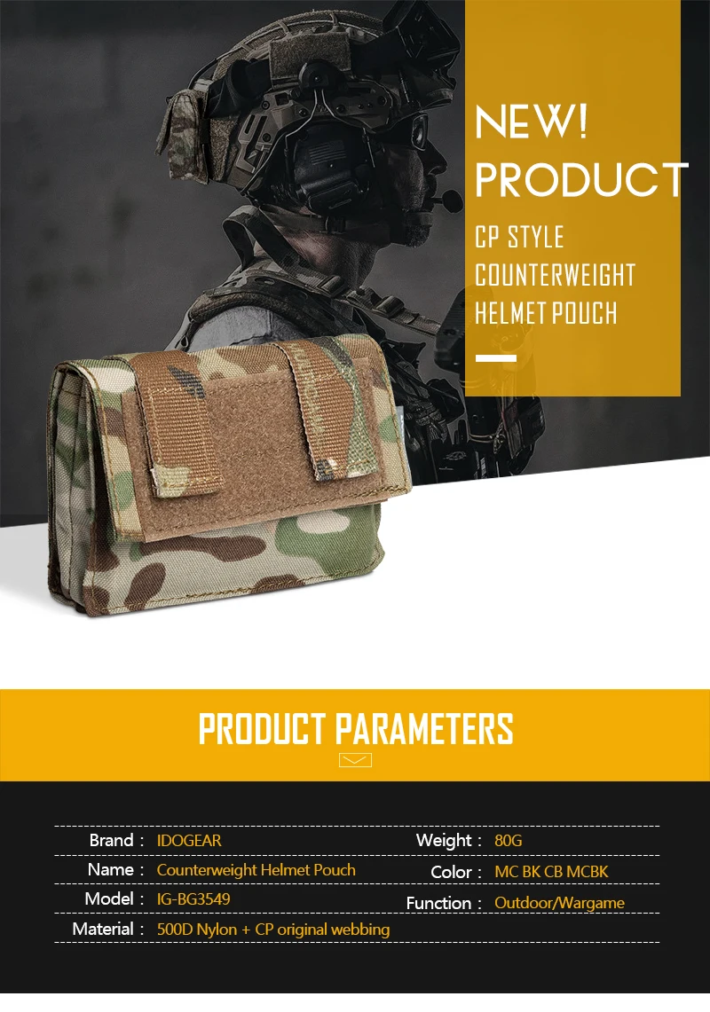 IDOGEAR Тактический шлем универсальный чехол съемный задний Чехол NVG противовес аккумуляторная сумка 3549
