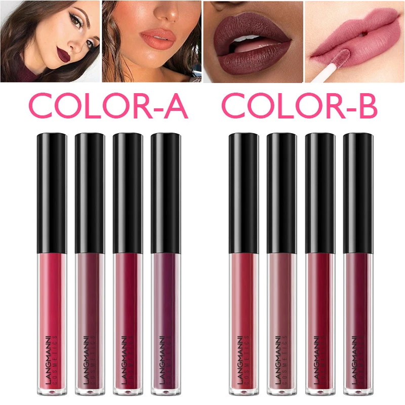 

4pcs/set High Shine Super Lustrous Lipgloss Lasting Moisturizing Waterproof Non-stick Cup Lip Glaze Makeup MH88