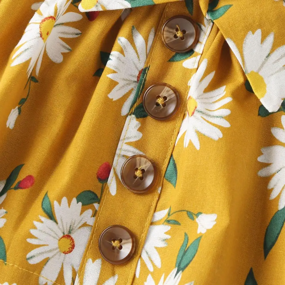 

2PCS Toddler Kids Baby Girl Clothes Sets Yellow Solid Short Sleeve Tops T-shirt+Floral Skirt Outfits O-4Y Set