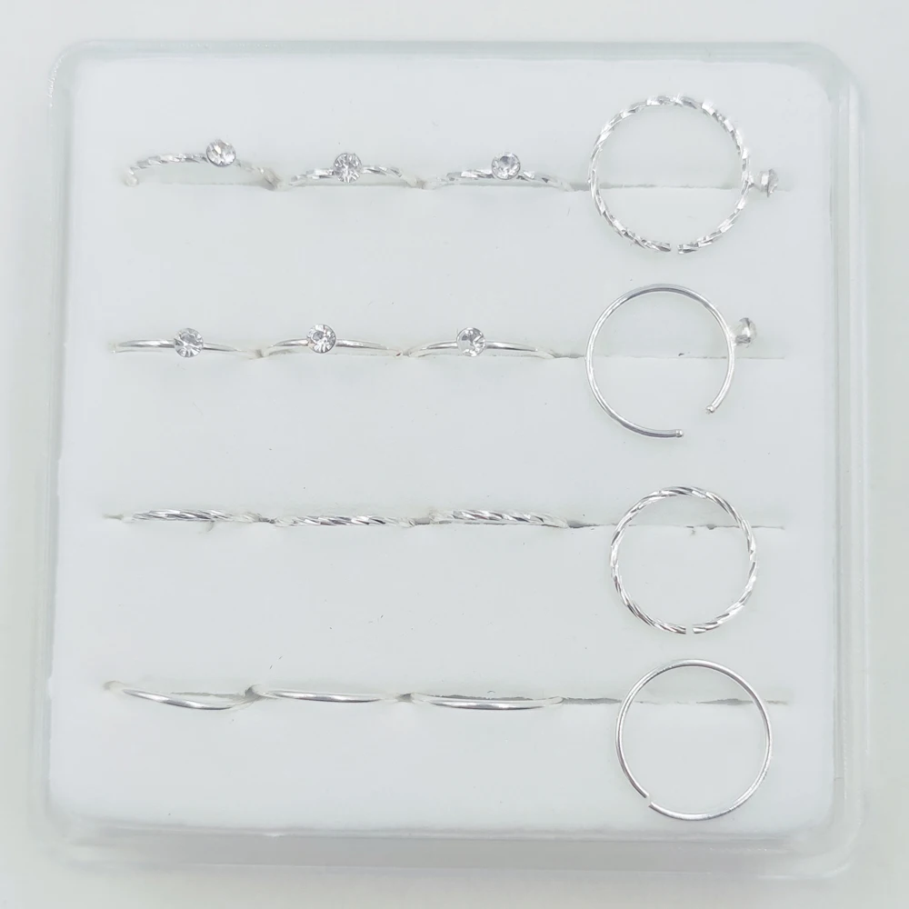 

16pcs/lot 925 Sterling Silver Nose Ring 22G piercing nose hoop ring body piercing jewelry