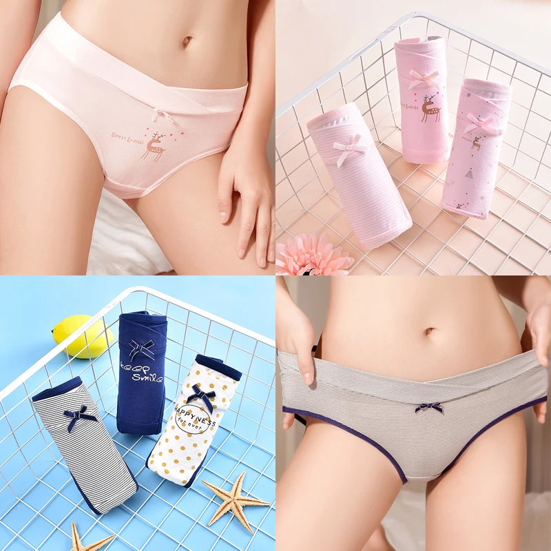 

3 Pcs TINGFEI Low Waist Maternity Underwear Antibact Pregnant Cotton Breathable Women U-Shaped Panties Underwear Soft