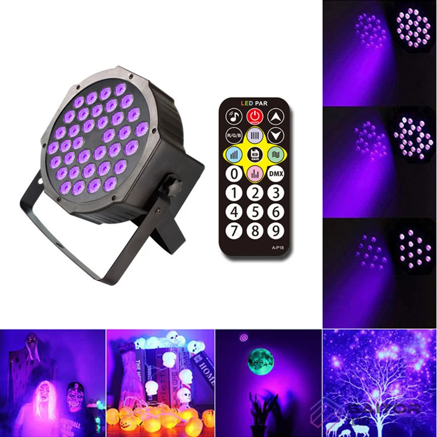 

18W 36W DMX512 UV LED Stage Light Auto Sound Active Ultraviolet Black Light Par Light For Christmas Projector DJ Bar Party