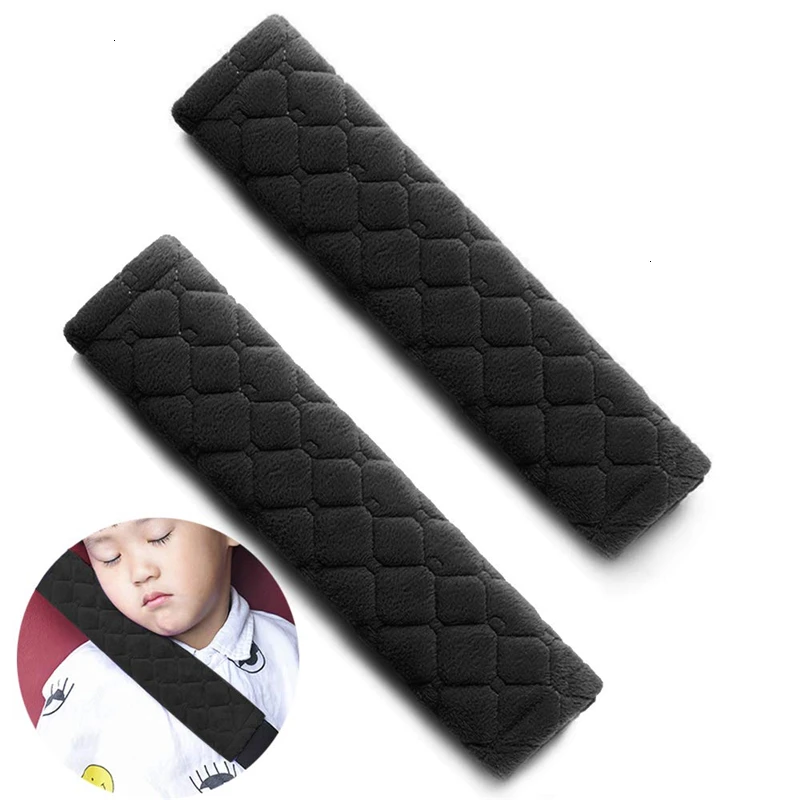 2Pcs Belt Covers 2 шт. подушка для шеи в автомобиль авто искусственная кожа вязаный подголовник сиденья черный безопасности Поддержка Подушка Универсальный Декор Аксессуары для укладки - Цвет: 2Pcs Belt Covers