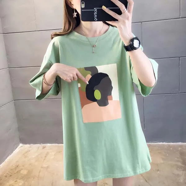 Xian 527 lv Лето, повседневные женские футболки Ulzzang, уличная одежда kawaii, мультяшный принт, футболка в Корейском стиле, Топы Harajuku, футболка с коротким рукавом - Цвет: Xian 527 lv