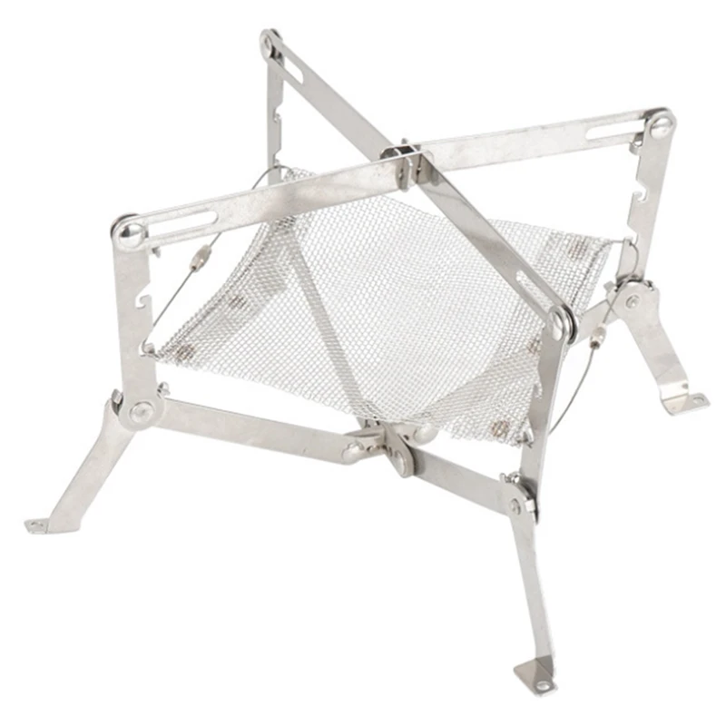 

Outdoor Mini Campfire Rack Camping Stainless Steel Barbecue Rack Charcoal Wood Stove Picnic Fire Rack