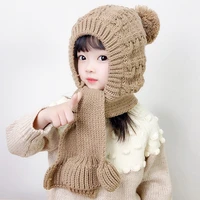 3 10 years boys girls winter cap solid color cotton for children warm cartoon hat ear protection baby girls hat toddler caps
