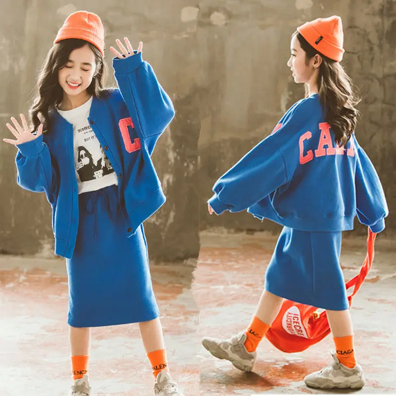 

Autumn Spring Kids Tracksuit Girls Costume Children's Clothing Jackets + Skirks Kids Sport Suits for Girls Clothes Set