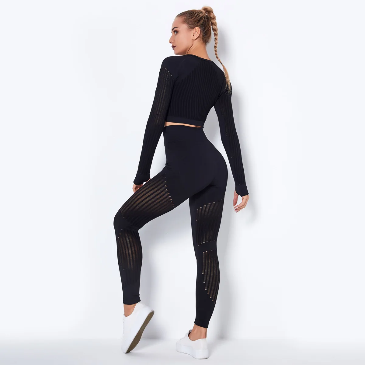 

Hollow Out Seamless Yoga Set Sport Outfits Women 2 Piece Crop Top Bra Leggings Workout Gym suit Fitness Sport Sets