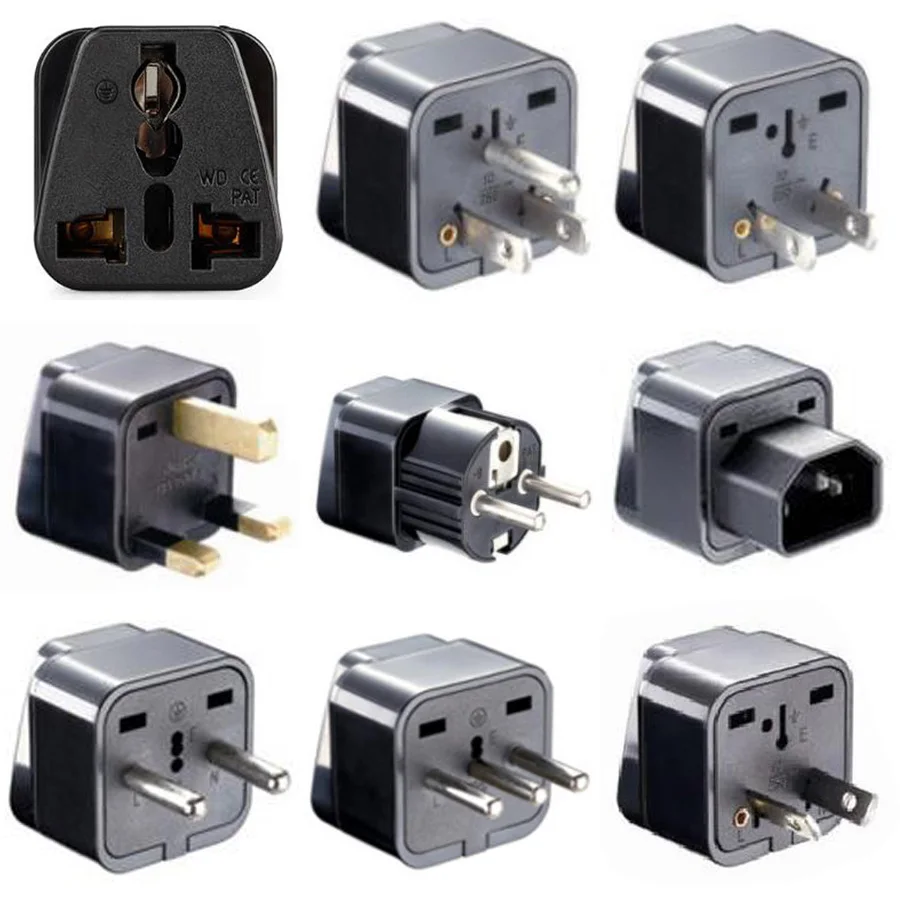 

Black white universal AU UK US EU German France Israel Italy Swiss Brazil South Africa travel adapter plug socket converter