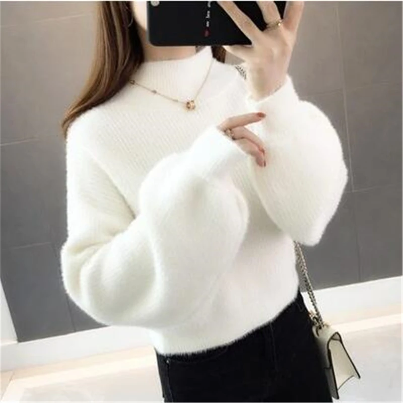 Женские зимние свитера для офиса и отдыха утолщенная теплая вязаная одежда из