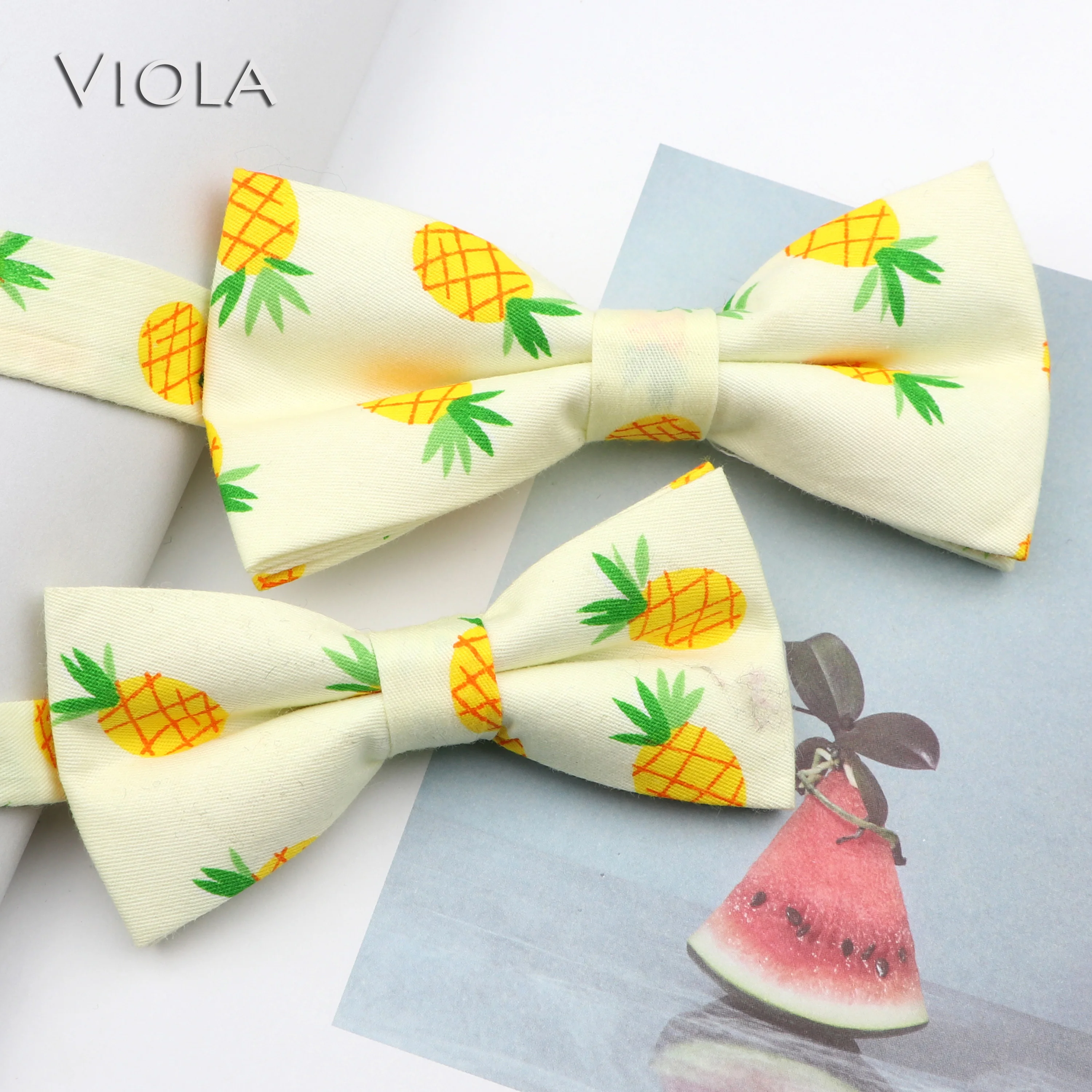 Милый хлопковый мужской галстук бабочка для родителей и детей с принтом фруктов