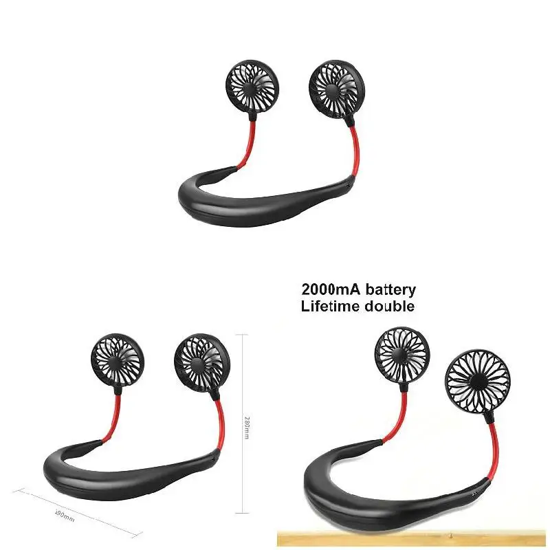 Горячий шейный двойной вентилятор мини USB портативный Громкая связь спортивный