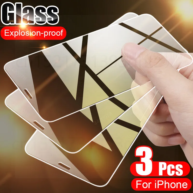 3PCS Full Cover Tempered Glass On For iPhone 11 8 7 6 6s plus Screen Protector 12 Pro X XS Max XR 5 5S SE 20Glass | Мобильные
