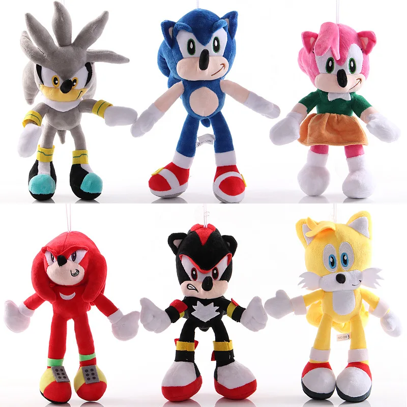 

28cm Shadow Plush Toy Amy Rose Knuckles Tails Cute Kawaii Stuffed Plushie Toys Doll Baby Gifts for Christmas Birthday Kids Gifts