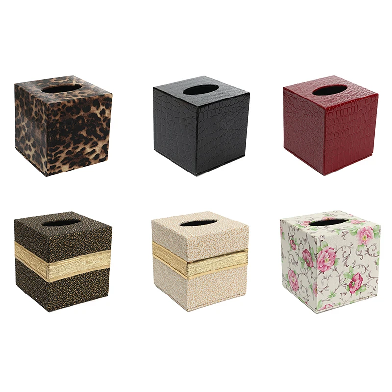 

Durable Room Car PU Leather Square Tissue Box Paper Holder Case Cover Napkin Color:Black crocodile pattern,Size: 13.8 * 13.8 * 1