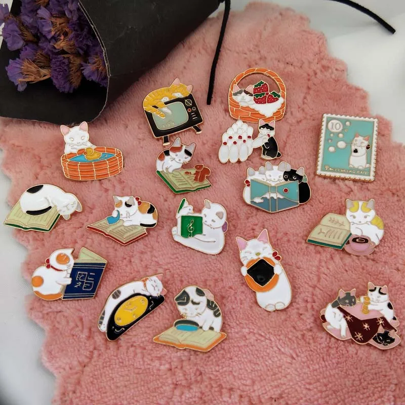 Эмалевые Броши с изображением животных из мультфильмов дурацких кошек ювелирных
