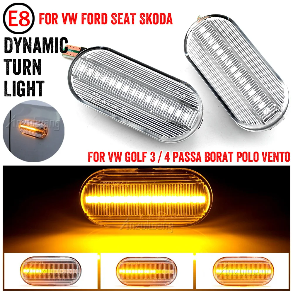 

2 шт., динамические Светодиодные поворотники для VW Volkswagen Bora Golf 3/4 Passat 3B Polo 6N Sharan Vento T5 SEAT Ibiza